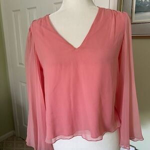 alice and olivia pink long sleeve flowy blouse